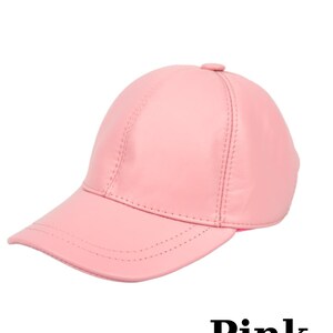 Genuine Leather Baseball Cap: Adjustable Unisex Hat Pink