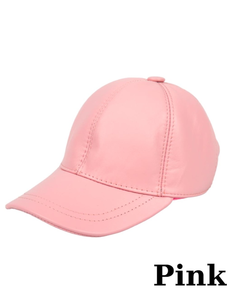 Genuine Leather Baseball Cap: Adjustable Unisex Hat Pink