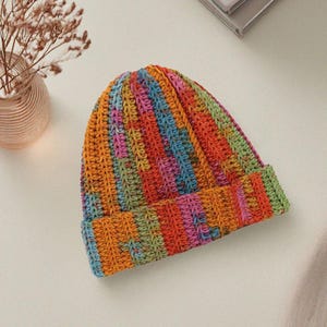 Hand Knit Beanie,Warm Caps,Multicolor Beanie, Boho Beanie,Cozy Chunky knit,Funky Beanie,Unisex Beanie,Winter Beanies,Fisherman Skull Cap,