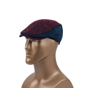 Red & Blue Wool Ivy Cap: Stylish Winter Newsboy Hat