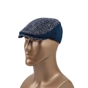 Classic Darkbule Wool Flat Cap for Men,Stylish Ivy Hat,Traditional Newsboy Cap,Warm Winter Baker Boy Hat,Peaky Blinders Style Cap,Driver Cap