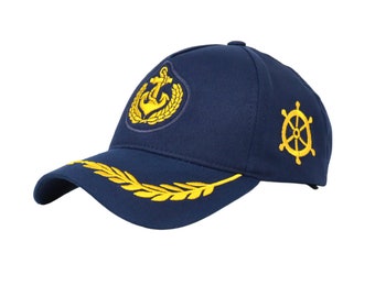Gorra de béisbol de capitán azul oscuro, sombrero de capitán unisex, regalo para nuevo propietario de barco, sombrero de primer oficial, yate -sombrero de soltero marinero, regalo náutico, gorra roja