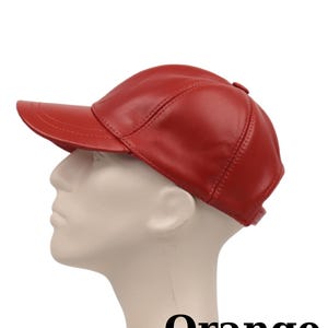 Genuine Leather Baseball Cap: Adjustable Unisex Hat Orange