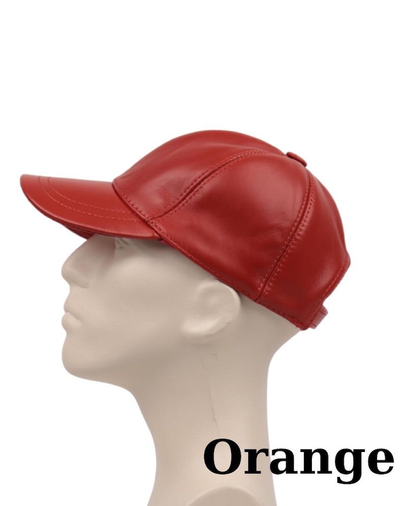Genuine Leather Baseball Cap: Adjustable Unisex Hat Orange