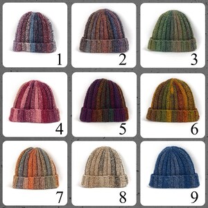 Hand Knit Multicolor Beanie: Chunky Crochet Boho Winter Cap image 9