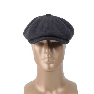 Casquette gavroche noire à chevrons, laine, casquette en laine grise, casquette plate, chapeau Peaky Blinders, chapeau homme boulanger, chapeau Gatsby, cadeau de Noël homme, casquette Gatsby image 3