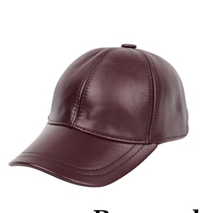 Genuine Leather Baseball Cap: Adjustable Unisex Hat Burgundy