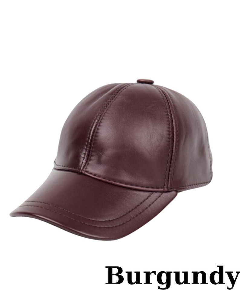 Genuine Leather Baseball Cap: Adjustable Unisex Hat Burgundy