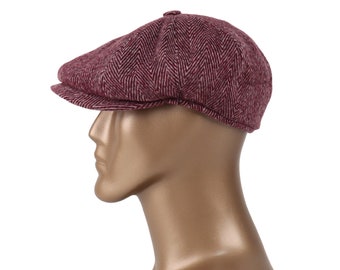 Berretto da strillone bordeaux, lana, berretto di lana grigio, berretto piatto, cappello Peaky Blinders, cappello da uomo Baker Boy, cappello Gatsby, regalo di Natale da uomo, Gatsby, berretto di lana