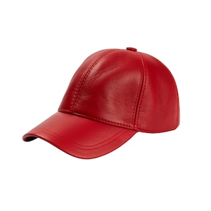 Red Leather Baseball Cap,Adjustable Leather Cap,Leather Hat, Unisex cap,Woman Leather Hat,Man Leather Baseball Cap,Fathers Day Gift,