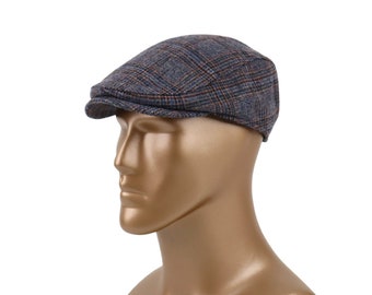 Casquette plate en laine écossaise grise, style gavroche Ivy