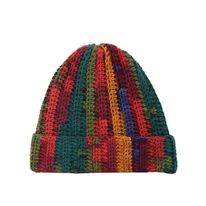 Hand Knit Beanie,Warm Caps,Multicolor Beanie, Boho Beanie,Cozy Chunky knit,Funky Beanie,Unisex Beanie,Winter Beanies,Fisherman Skull Cap,