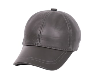 UNNAMED　HEADWEAR　LEATHER CASQUETTE Grey Leather Baseball Cap,adjustable Leather Cap,leather Hat