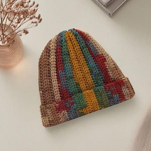Hand Knit Beanie,Warm Caps,Multicolor Beanie, Boho Beanie,Cozy Chunky knit,Funky Beanie,Unisex Beanie,Winter Beanies,Fisherman Skull Cap,