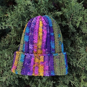 Hand Knit Beanie,Warm Caps,Multicolor Beanie, Boho Beanie,Cozy Chunky knit,Funky Beanie,Unisex Beanie,Winter Beanies