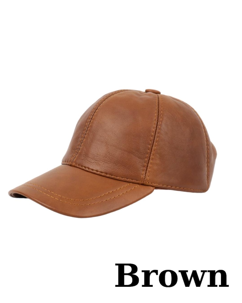 Genuine Leather Baseball Cap: Adjustable Unisex Hat Brown