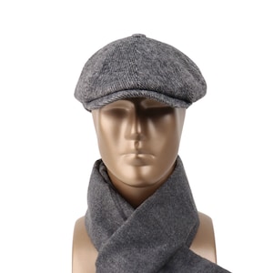 Gray Herringbone Newsboy Cap,Wool ,Gray Wool cap, Flat Cap,Peaky Blinders Hat,Baker Boy Man Hat, ,Gatsby Hat,Men Christmas Gift,Gatsby  Cap