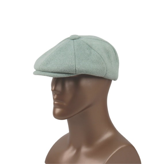 Handmade Mint Green Wool Newsboy Cap: Vintage Style Flat Cap  display picture 3