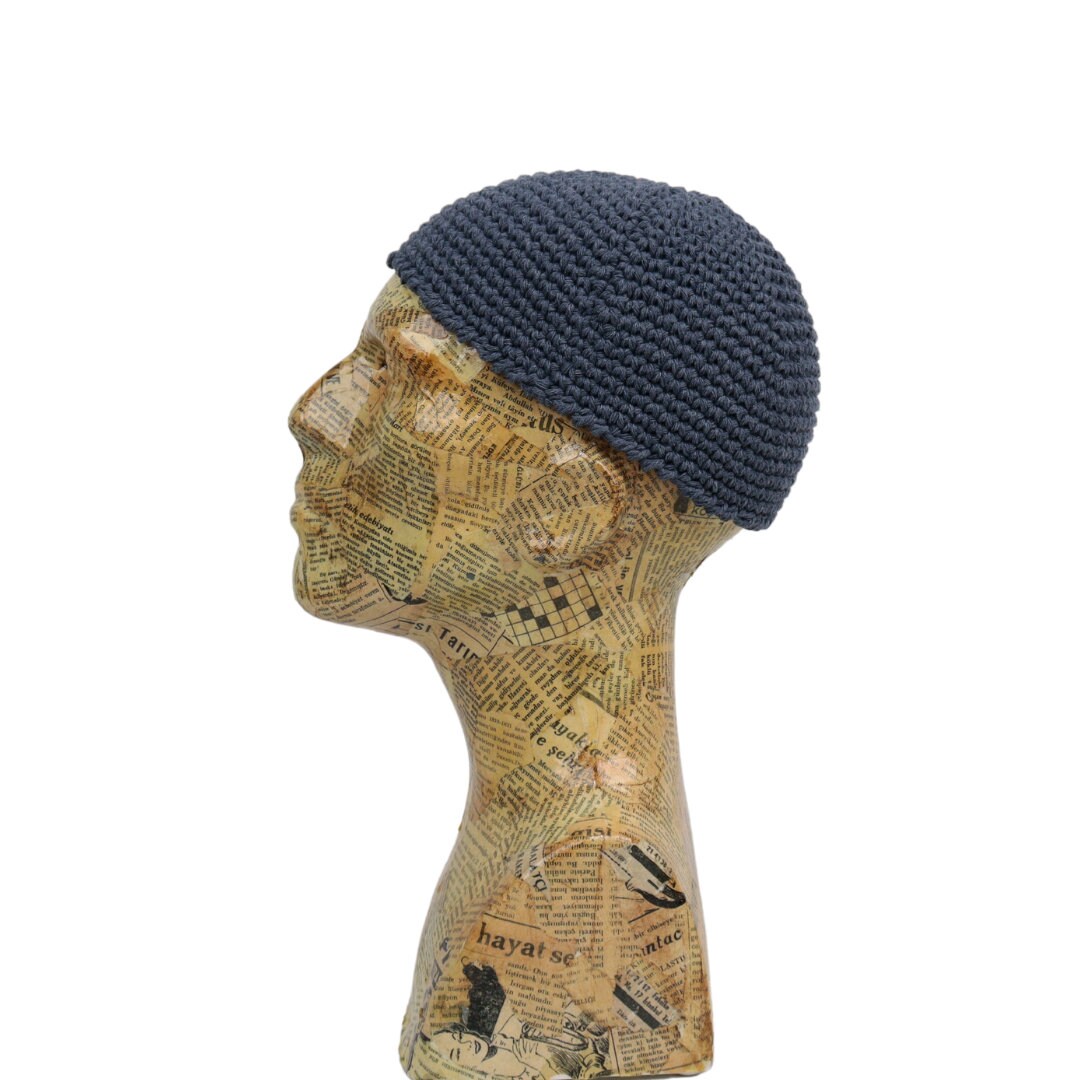 MM Kufi Hat Crochet Cap Beanie - 100% Cotton, One Size Fits All, Gray - View #11