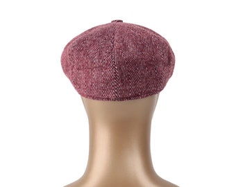 Burgundy Newsboy Cap,wool ,gray Wool Cap, Flat Cap,peaky