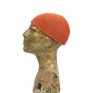Orange Summer Crochet Kufi Hat: Handmade Fisherman Beanie