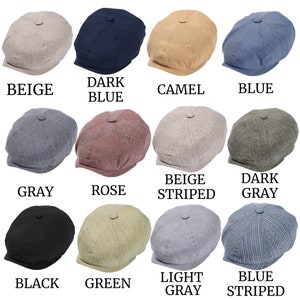 Casquette gavroche en lin d'été gris foncé, chapeau Bakerboy, chapeau Peaky Blinders, casquette plate irlandaise, chapeau Gatsby, chapeau Tommy Shelby, chapeau Ivy, cadeau fête des pères image 8