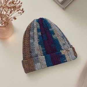Hand Knit Beanie,Warm Caps,Multicolor Beanie, Boho Beanie,Cozy Chunky knit,Funky Beanie,Unisex Beanie,Winter Beanies,Fisherman Skull Cap,