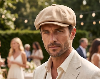 Casquette gavroche en lin faite main : chapeau Gatsby le style vintage