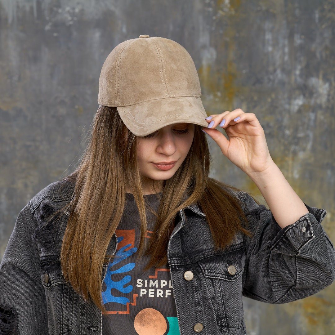 Genuine Leather Suede Cap Women\'s One Size Amazon.com: BOONJOVIA Unisex Genuine Suede Leather Baseball  main image 3