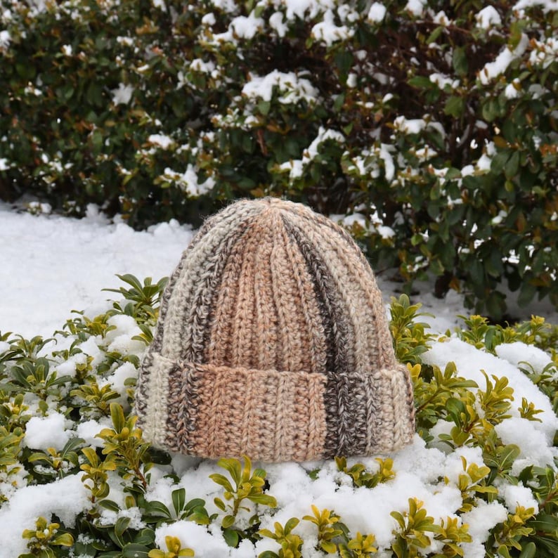 Hand Knit Multicolor Beanie: Chunky Crochet Boho Winter Cap image 3