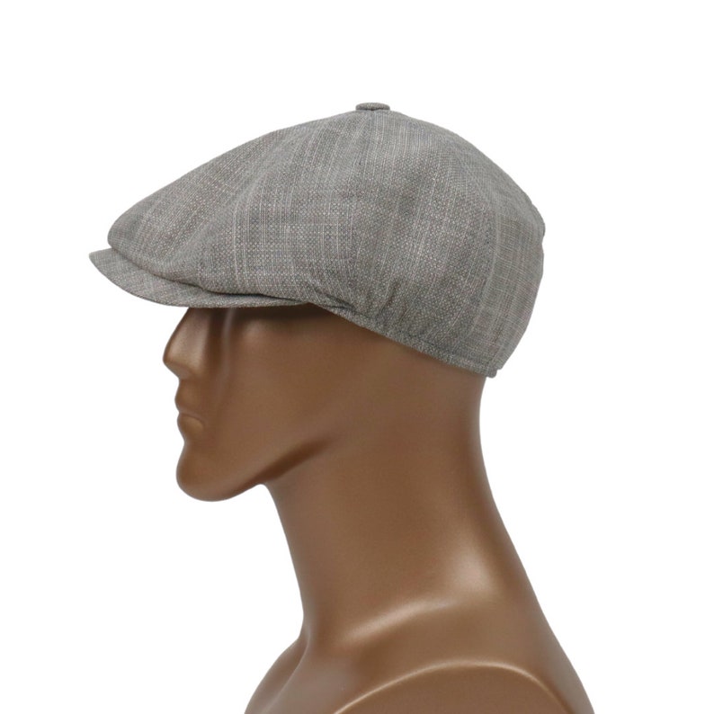 Casquette gavroche en lin d'été gris foncé, chapeau Bakerboy, chapeau Peaky Blinders, casquette plate irlandaise, chapeau Gatsby, chapeau Tommy Shelby, chapeau Ivy, cadeau fête des pères image 3