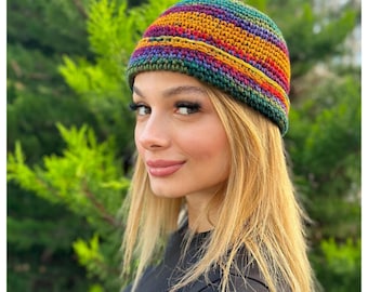 Handmade Crochet Docker Cap, Unisex Fisherman Beanie