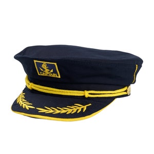 Dark Blue Cotton Captain Hat: Nautical Sailor Yacht Hat