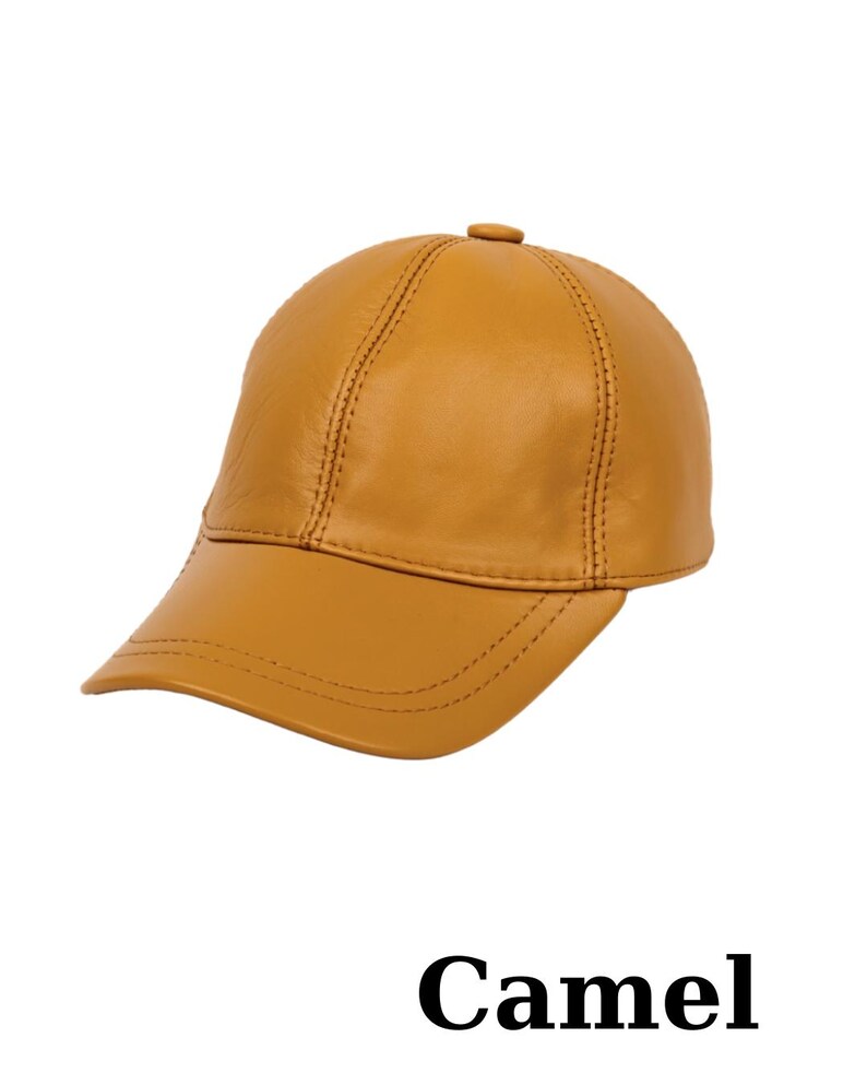 Genuine Leather Baseball Cap: Adjustable Unisex Hat Camel