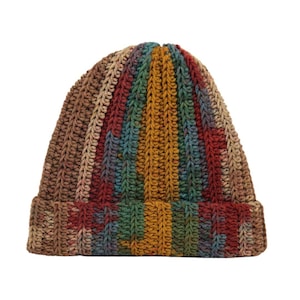 Hand Knit Beanie,Warm Caps,Multicolor Beanie, Boho Beanie,Cozy Chunky knit,Funky Beanie,Unisex Beanie,Winter Beanies,Fisherman Skull Cap,