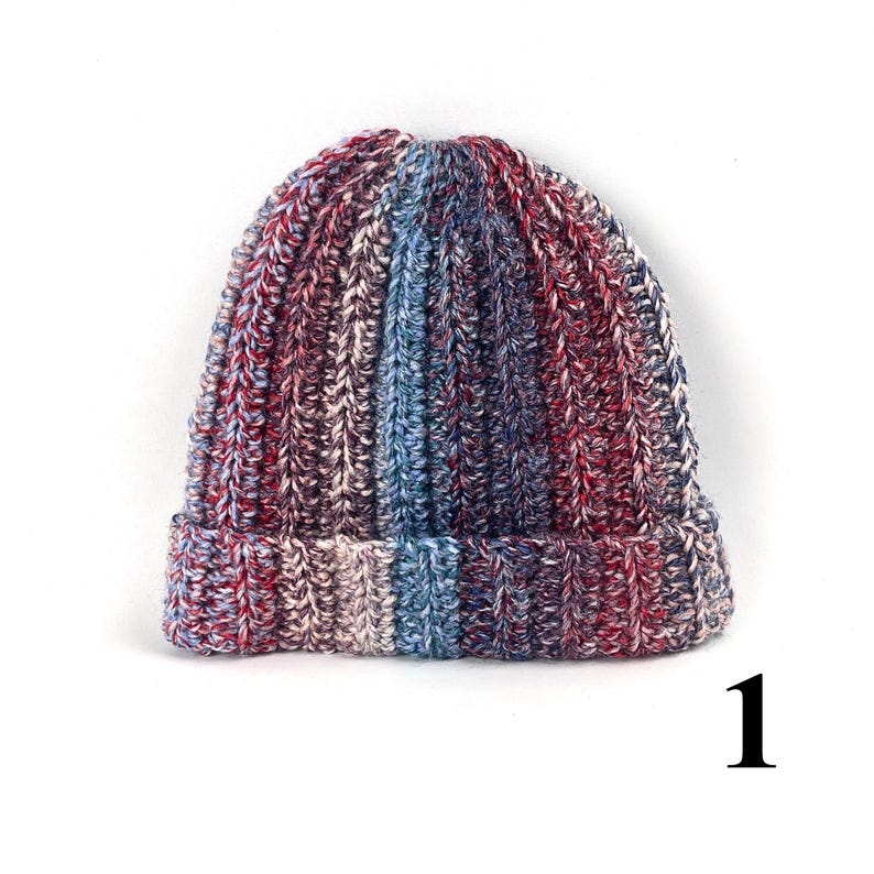 Hand Knit Multicolor Beanie: Chunky Crochet Boho Winter Cap 1