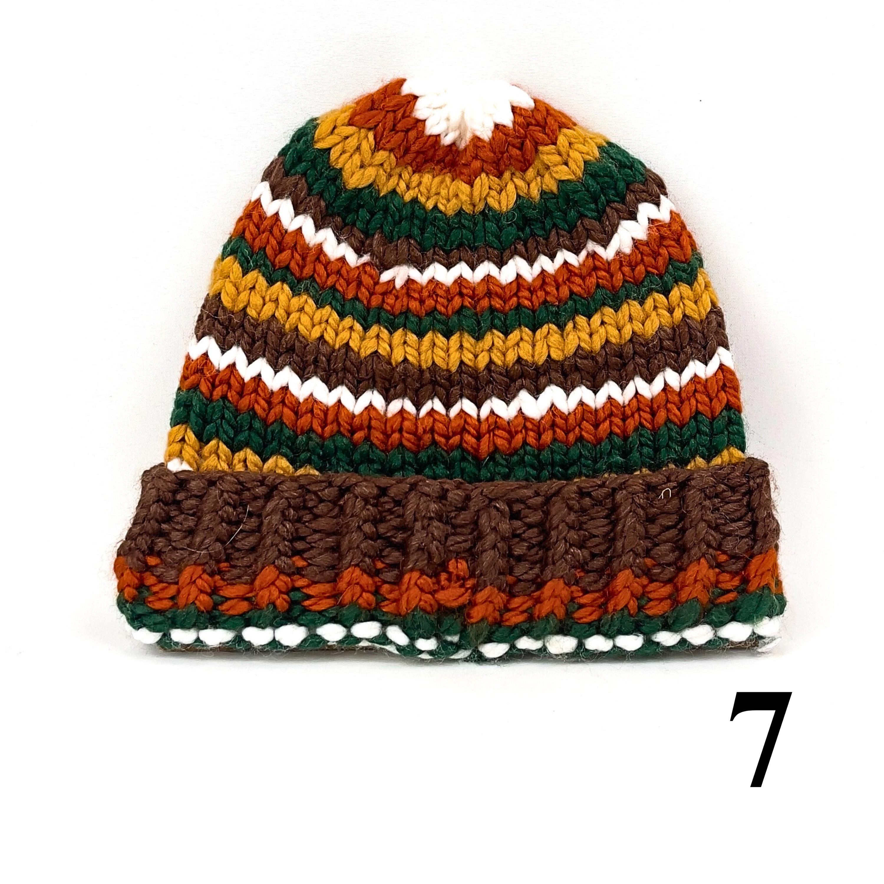 Hand Knit Multicolor Scrap Beanie: Chunky Crochet Boho  display picture 1