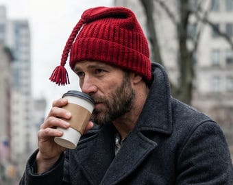 MTI Hat Red, Melt The Ice Hat, Norwegian Resistance Hat, Red Protest Knit Beanie, Scandinavian Fisherman Cap, Handmade Winter Hat,No Kings