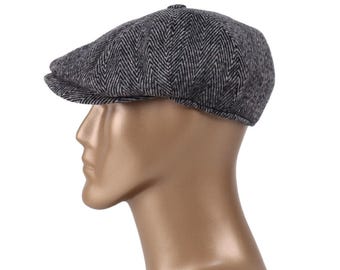 Boina estilo jornaleiro feita à mão em lã: boina irlandesa vintage, boina Peaky Blinders