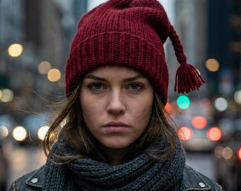 Melt The Ice Hat ,Hand Knit Red Norwegian  Beanie ,Scandinavian Fisherman Cap, Winter Hat,No Kings