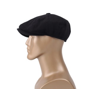 Zwarte krantenverkoperpet, wol, grijze wollen pet, platte pet, Peaky Blinders-hoed, Baker Boy Man-hoed, Gatsby-hoed, kerstcadeau heren, Gatsby, wollen platte pet