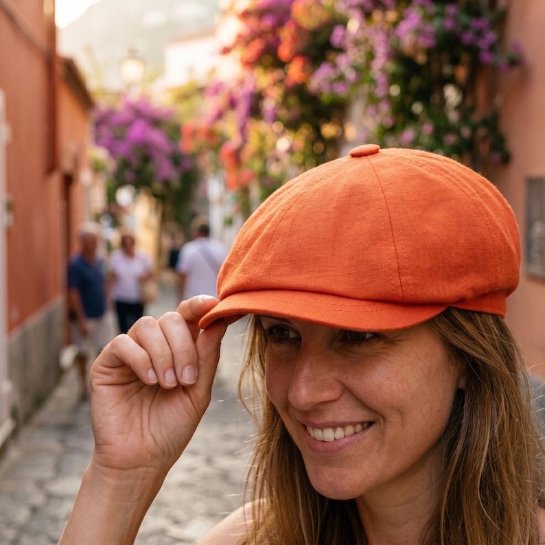 Pink Linen Newsboy Cap: Handmade Vintage Style Gatsby Hat - Etsy
