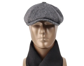 Casquette Newsboy gris foncé, laine, casquette en laine grise, casquette plate, chapeau Peaky Blinders, chapeau Baker Boy Man, chapeau Gatsby, Gatsby, casquette en laine. Saint-Valentin