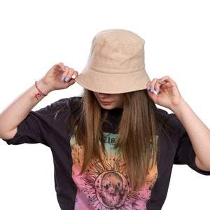Beige Cotton Bucket Hat: Stylish Summer Sun Hat