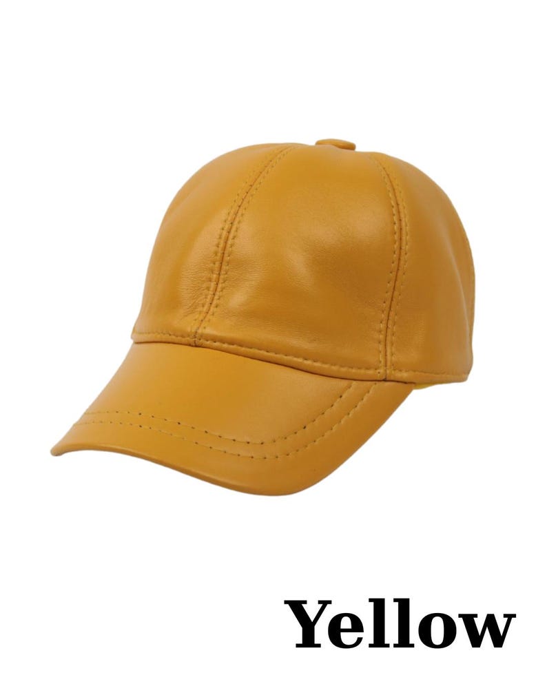 Genuine Leather Baseball Cap: Adjustable Unisex Hat Yellow