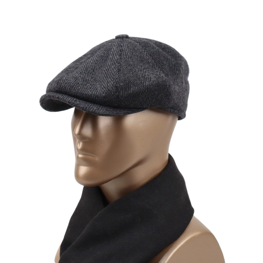 Casquette 8 Panneaux TOSKATOK Unisexe - Tweed à Chevrons, Réglable, Style Baker Boy