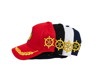 Cotton Captain Hat: Embroidered Nautical Yacht Hat