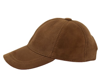 Brown Suede Baseball Cap: Adjustable Unisex Leather Hat