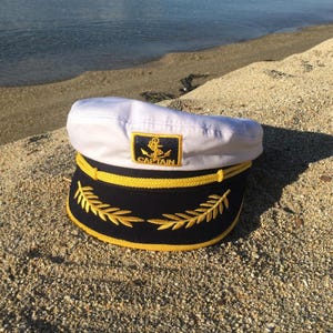 White Captain Hat,Captain Hat ,Gift For New Boat Owner,First Mate Hat,Skipper,Yacht -Sailor Bachelor Hat, Nautical Gift,Bride's captain hat