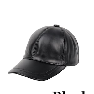 Genuine Leather Baseball Cap: Adjustable Unisex Hat Black